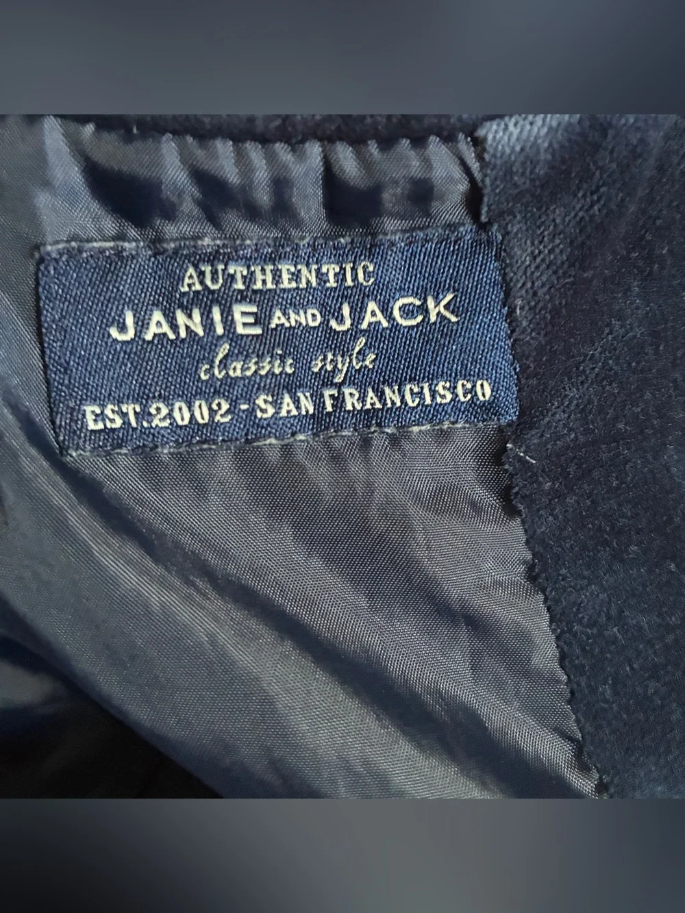 Janie and Jack Boys Velvet Blazer Jacket Dark Marine Navy Blue Luxury Size 7